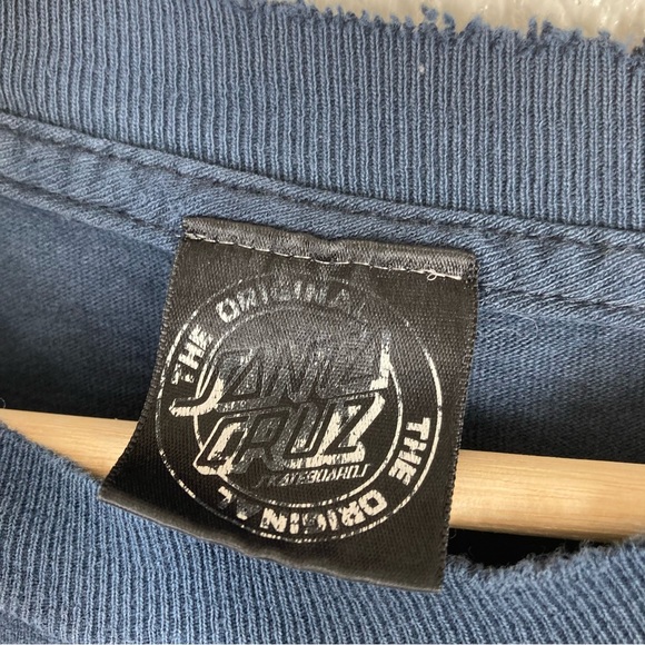 Y2K santa Cruz Tee Shirt Short Sleeves Blue XXL Cotton Distressed Skate - Picture 14 of 14